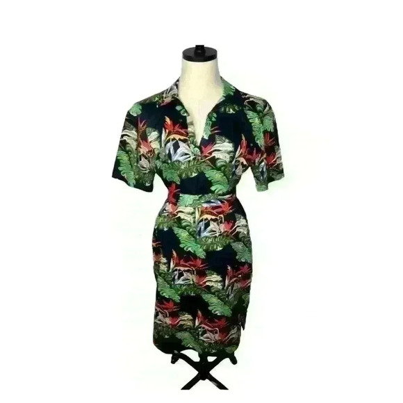 Brooks Brothers Blue Floral Dress, V-Neck, Pockets, Cotton,‎ Sz 2 - Picture 3 of 7